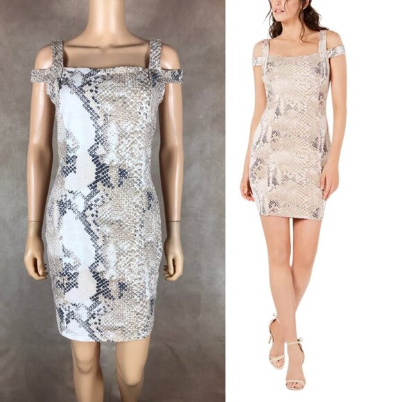 GUESS Snakeskin Print Cotton/Modal Bodycon Dress NEW Size Large - Picture 1 of 10